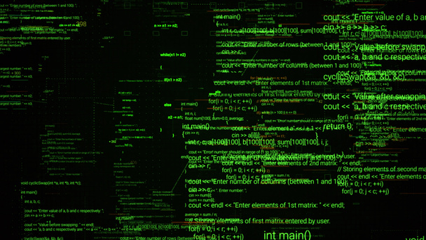 Абстрактный монитор компьютера с движущимися символами. Анимация. Green linux terminal comments on black fone, conept of operating systems and technologies. - Фото, изображение