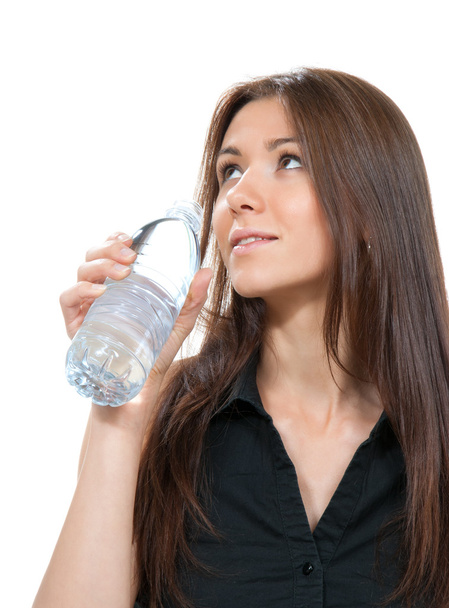 Drinking water bottle healthy lifestyle weight loss concept - Foto, Imagem