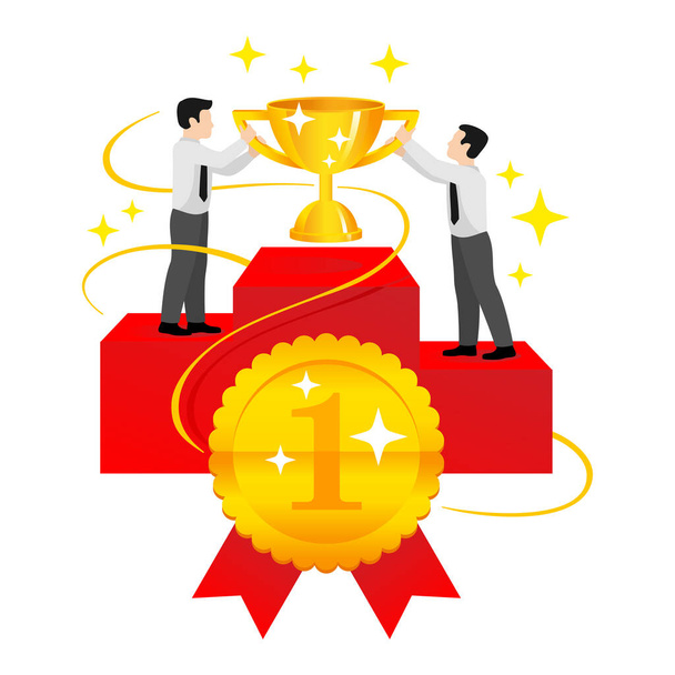 First place award - people on pedestal - Vector, Image