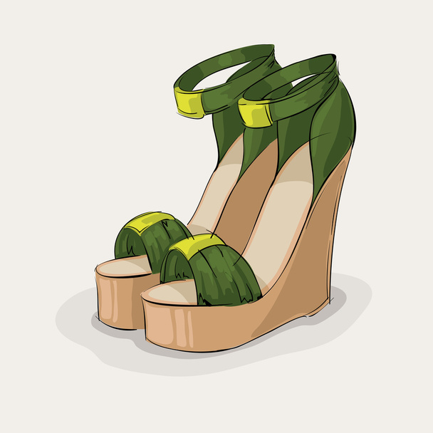 Luxury green sandals - Vector, Image