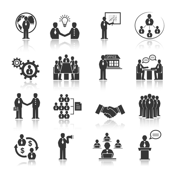 Встреча деловых людей с иконами
 - Вектор,изображение