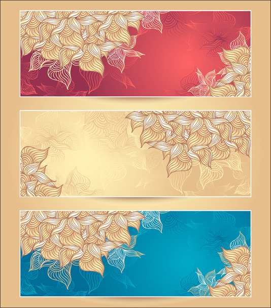 Встановити абстрактні квіткові банери з квітами мушлі водорості
 - Вектор, зображення