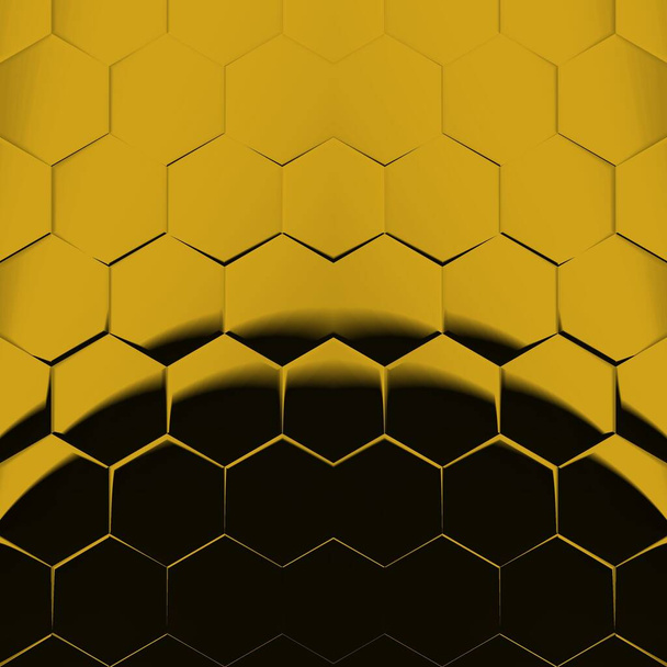 Élénk sárga arany minták fekete háttér generáló sok bonyolult formák és minták négyzet alakú - Fotó, kép