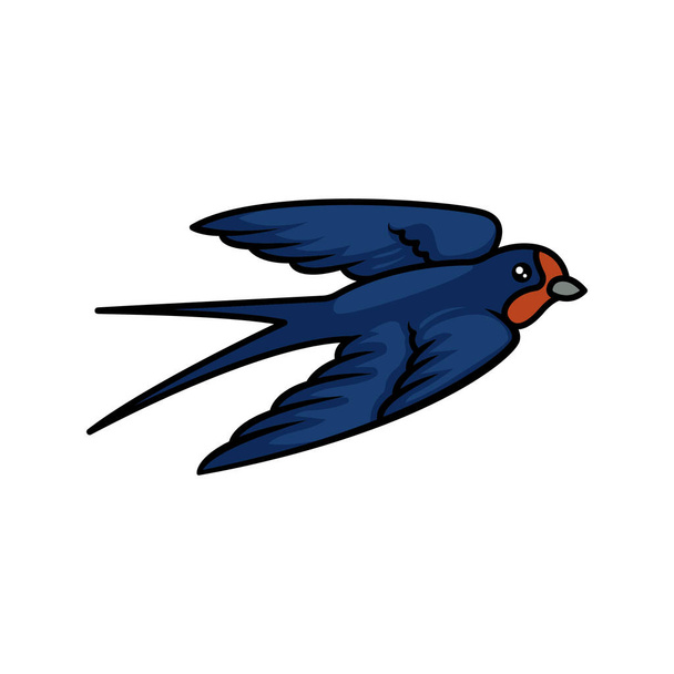 Симпатичная иллюстрация дизайна талисмана ласточки птицы - Вектор,изображение