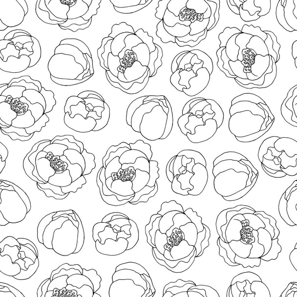 coloring book antistress seamless pattern Wallpaper with flowers and buds - Wektor, obraz