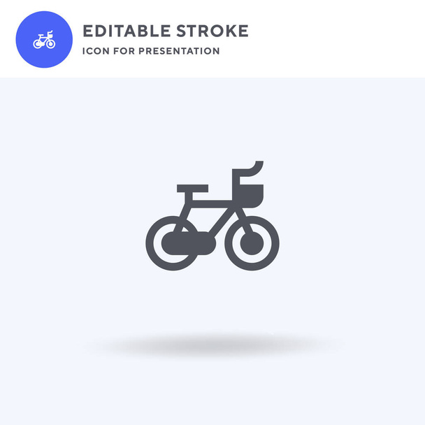 Vector de icono de bicicleta, signo plano lleno, pictograma sólido aislado en blanco, ilustración del logotipo. Icono de bicicleta para la presentación. - Vector, Imagen