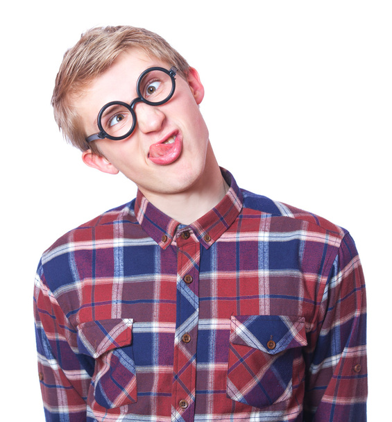 Joven adolescente chico en nerd gafas
. - Foto, imagen