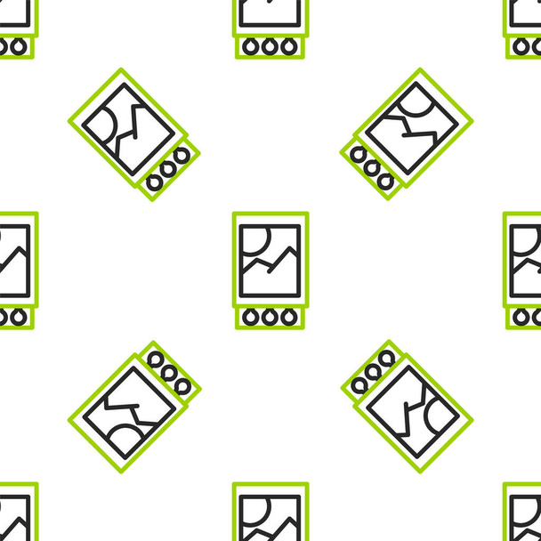 Ligne Ouvrir la boîte d'allumettes et correspond à l'icône isolée motif sans couture sur fond blanc. Illustration vectorielle. - Vecteur, image
