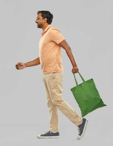man with reusable canvas bag for food shopping - Photo, Image
