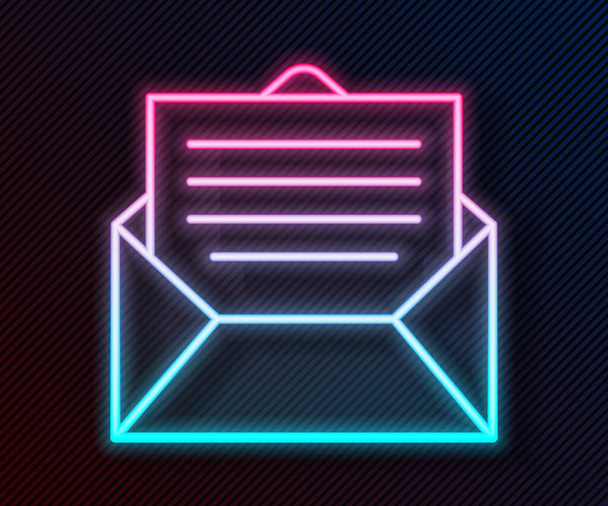 Glowing neon line Envelope icon isolated on black background. Email message letter symbol.  Vector Illustration. - Vector, Imagen