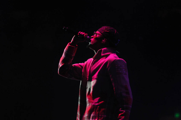 R&B Singer Usher performs at the Amway Center in Orlando Florida on December 12, 2014.   - Фото, изображение