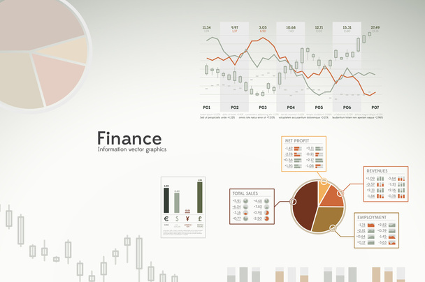 Infographie financière - icônes, graphiques, graphiques et statistiques
 - Vecteur, image