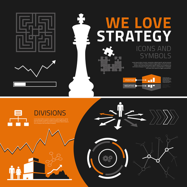 zakelijke strategie infographic elementen, pictogrammen en symbolen - Vector, afbeelding