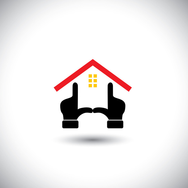 dream home concept vector icon created using hands. - Vector, Image