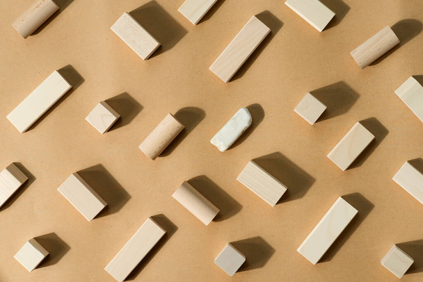 Constructor pattern from wooden blocks and cubes. - Photo, Image