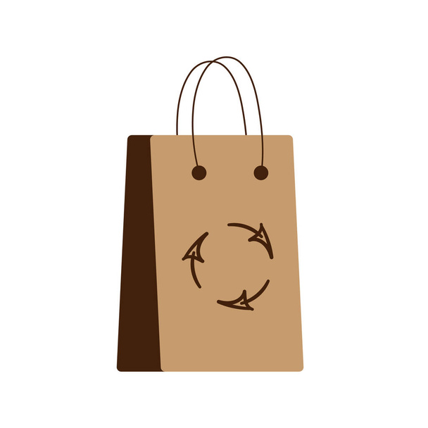 Ambachtelijke papieren boodschappentas pictogram, een recycle symbool - Vector, afbeelding