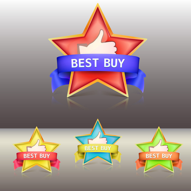 Best buy label with stars and ribbons, vector illustration - Vektor, Bild