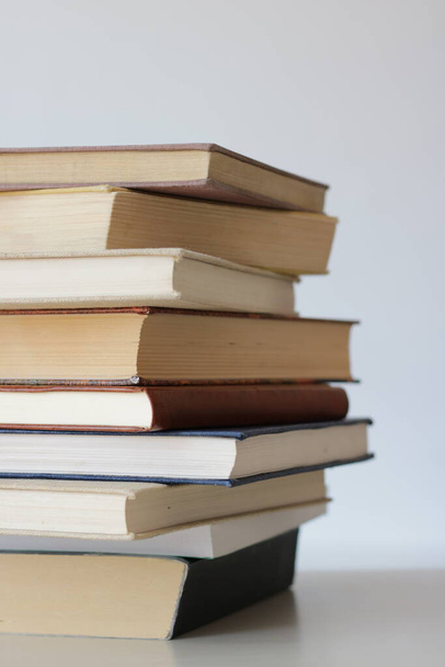 Stack of Books on white background.Photography with books, school, library. - Photo, Image