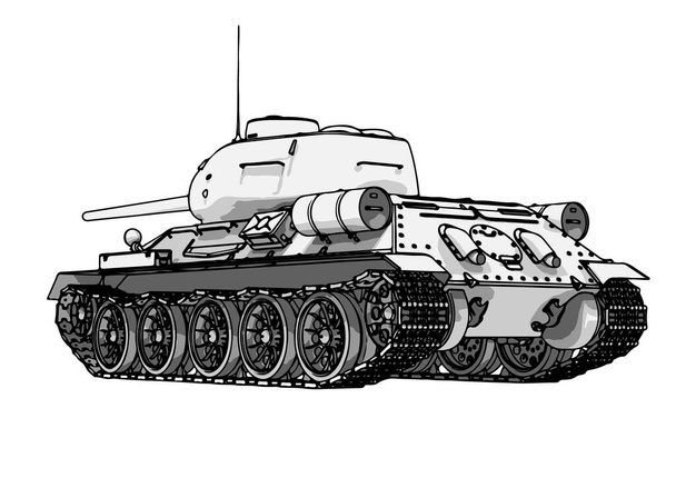russischer Panzer-Vektor auf weißem Hintergrund - Vektor, Bild