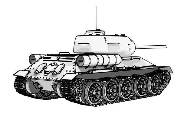vector tanque ruso sobre un fondo blanco - Vector, imagen