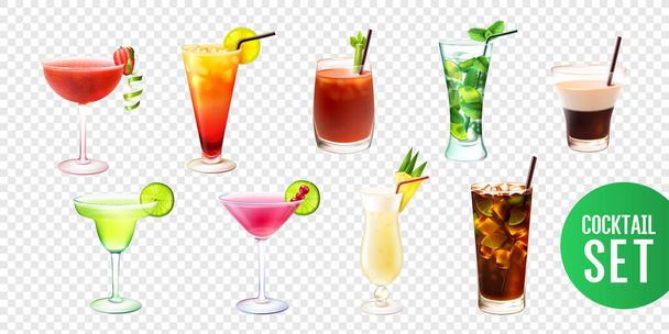 Realistic Cocktail Set - Vector, Image
