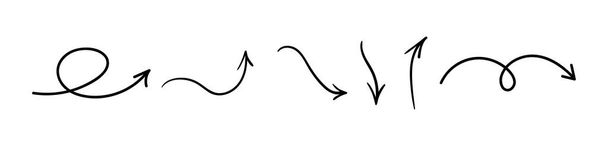 手描き矢印。ベクトルドアの黒い細い矢印 - ベクター画像