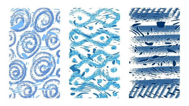 Antecedentes artísticos. Padrão de Natal. Ilustração vetorial desenhada à mão. Partículas azuis, pinceladas sobre tela e linhas de doodle, pinturas de estilo moderno - Vetor, Imagem