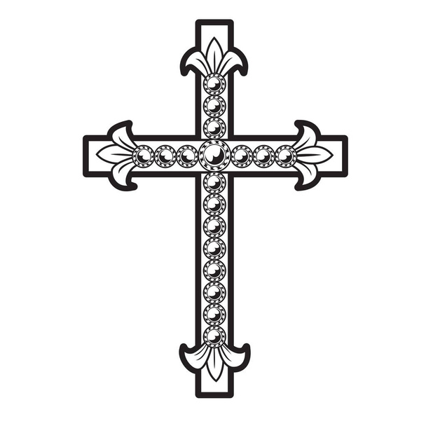 christian cross Wing vector drawing Blak illustration - Vector, Image