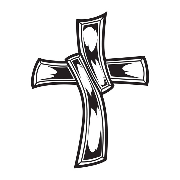 christian cross Wing vector drawing Blak illustration - Vector, Image