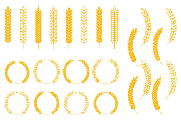 Set di icone di grano e logo su sfondo bianco - Vettoriali, immagini