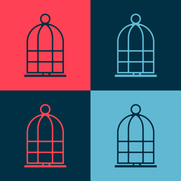 Pop art Cage for birds icon isolated on color background.  Vector. - Vector, Image