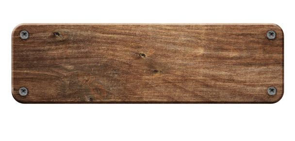 Old wooden board with rivets isolated on white 3d illustration. - Photo, Image