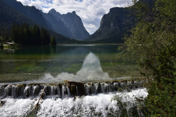 Waters coming out of Lake Dobbiaco - Photo, Image