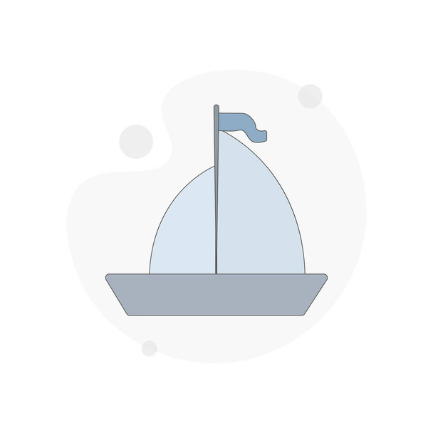 парусная яхта изолированная векторная плоская иллюстрация на белом - Вектор,изображение