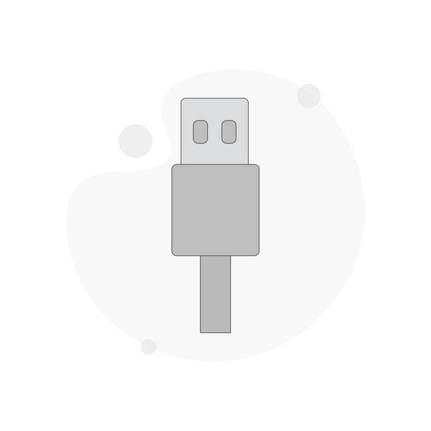 Cable USB aislado vector ilustración plana en blanco - Vector, Imagen