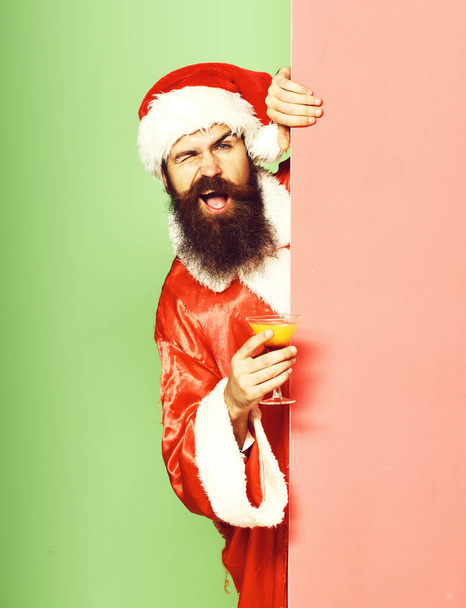 happy bearded santa claus man - 写真・画像