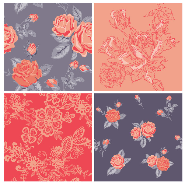 Seamless background Collection - Vintage Flowers - Vettoriali, immagini