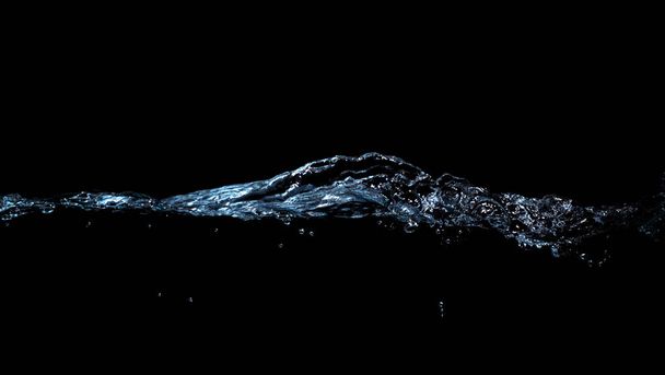 water waves splash and bubbles isolated on black background - Photo, Image