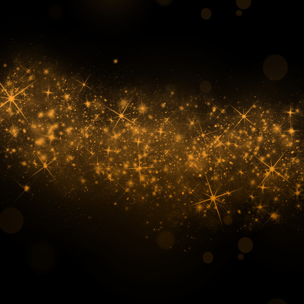 Gold glittering stars dust trail background - Фото, изображение