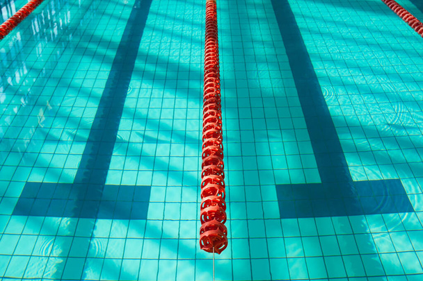 The sports swimming pool. Divided swimming lanes for swimmers,  - Fotoğraf, Görsel