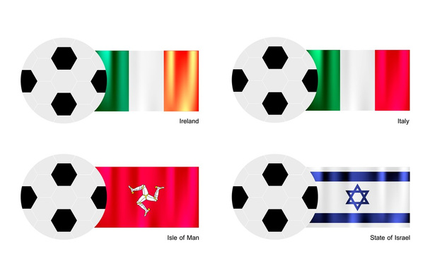 Calcio con Irlanda, Italia, Isola di Man e Israele Bandiera
 - Vettoriali, immagini
