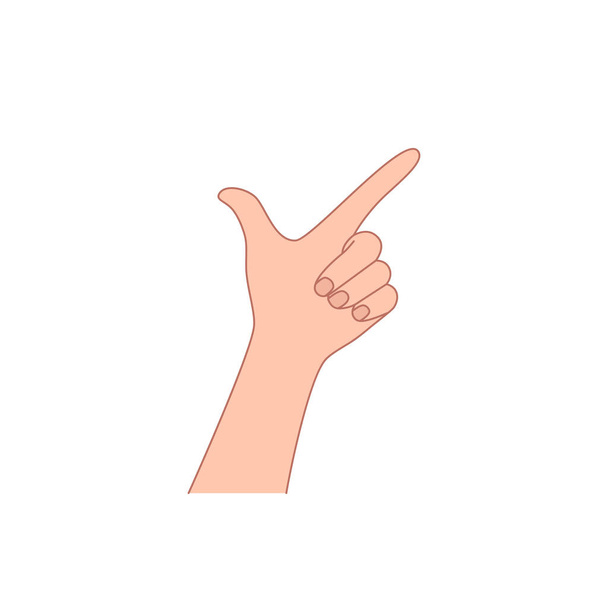 指のジェスチャーで手を振る。人気のシンボルっていうのは簡単に言うといいんだけどね。人間の手首の手のひらをデザインします。白い背景にシンプルな肉色の看板 - ベクター画像