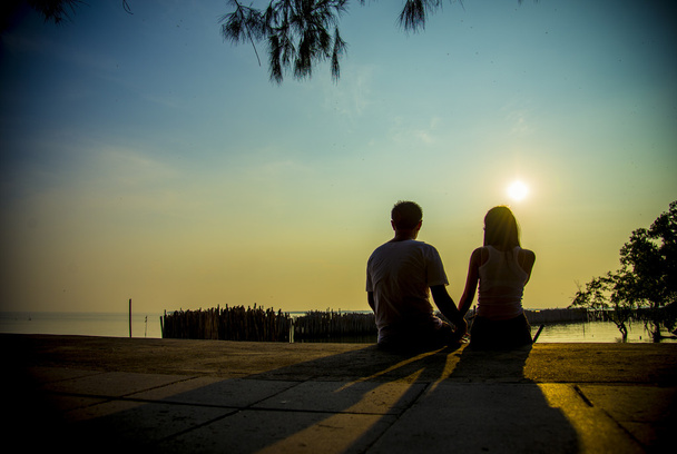 Siluette couple on sunset1 - Photo, Image