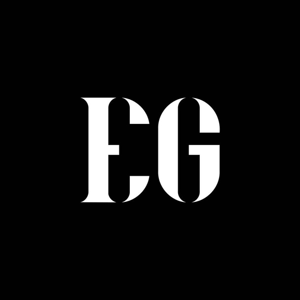 Návrh loga EG E G. Počáteční písmeno EG velké monogram logo bílá barva. Logo EG, design E G. EG, E G - Vektor, obrázek
