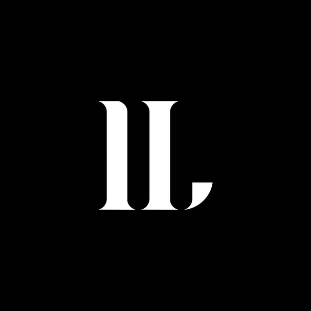 Дизайн логотипа IL I L. Начальная буква IL прописная монограмма логотип белого цвета. IL logo, I L design. IL, I L - Вектор,изображение