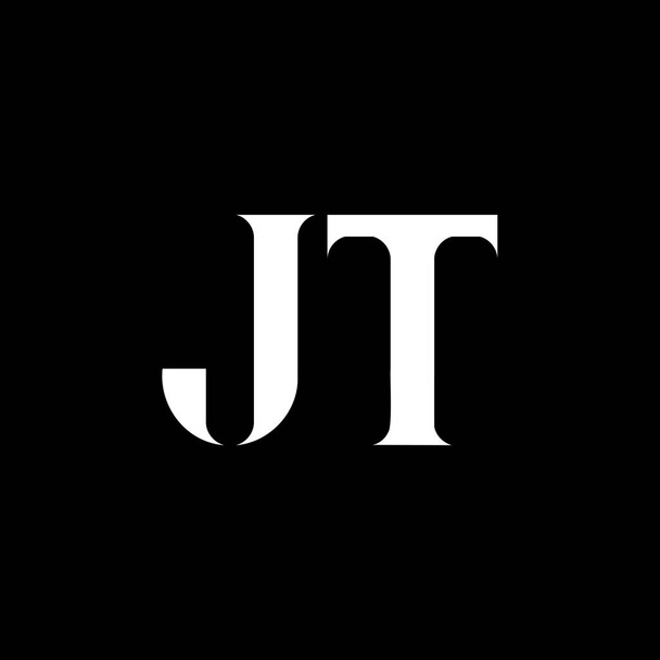 Diseño del logotipo de la letra JT J T. Letra inicial JT en mayúsculas logo monograma color blanco. Logo de JT, diseño de J T. JT, J T - Vector, imagen