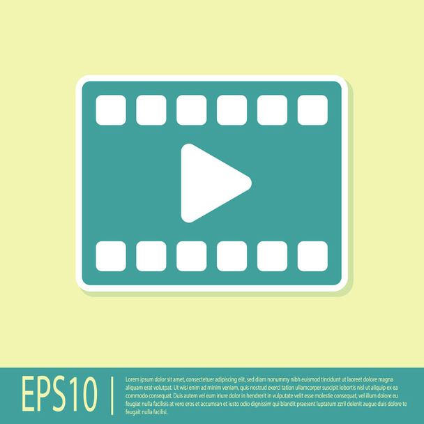 Піктограма Green Play Video ізольована на жовтому тлі. Фільм з ігровим знаком. Векторні
. - Вектор, зображення