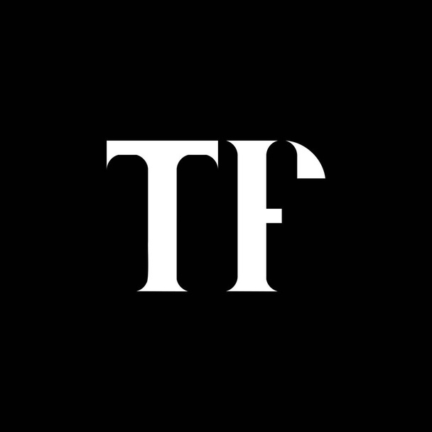 Diseño del logotipo de la letra TF T F. Letra inicial TF círculo vinculado en mayúsculas monograma logo color blanco. Logo de TF, diseño de T F. TF, T F - Vector, imagen