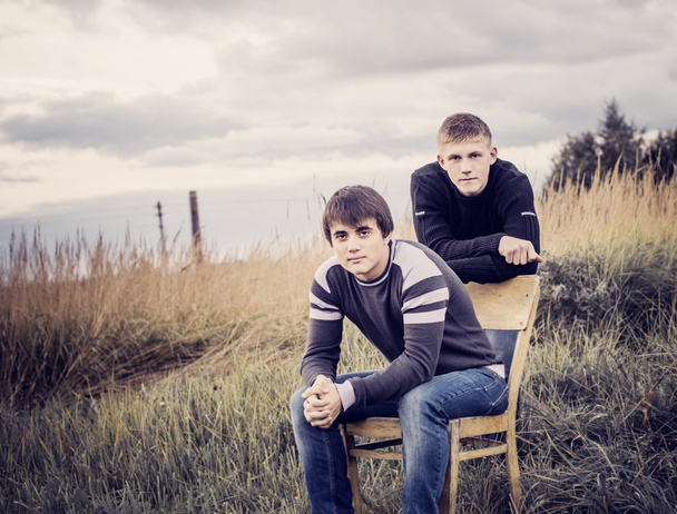 portrait of two young teenagers outdoor - Photo, Image