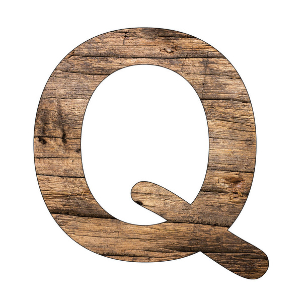 Q capital Letter of the Alphabet - Rustic Wood Background - Foto, imagen